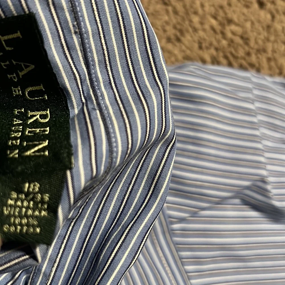 Ralph Lauren Striped Blue Dress Shirt - Classic Men's Button-Up